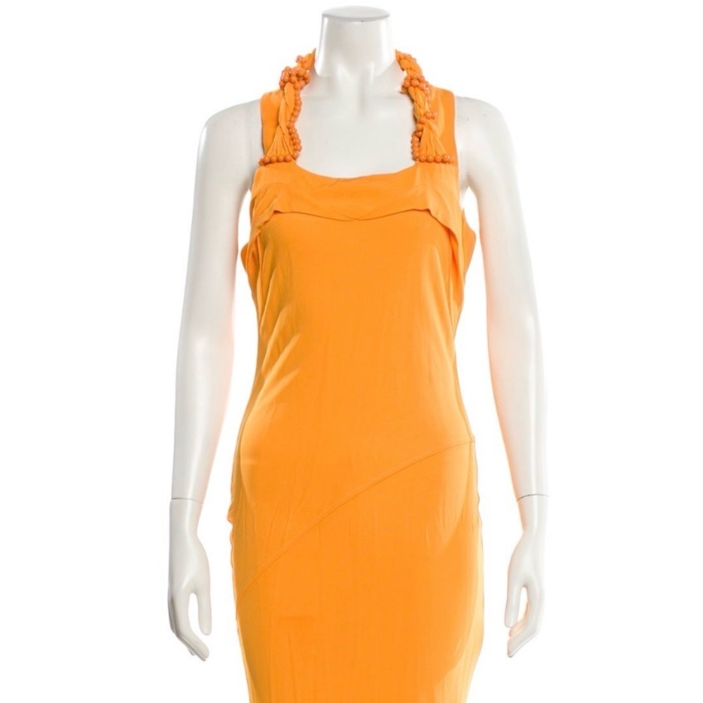 Helmut Lang Braided-Strap Orange Maxi Dress
